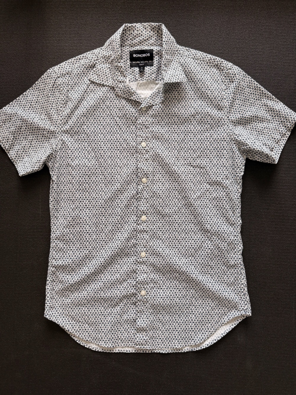 Bonobos White Button-Down Shirt with Navy Micro Star Pattern